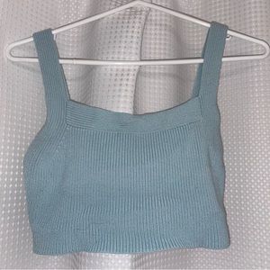 Aritzia Wilfred Light Blue Knit Cropped XS Tank Top